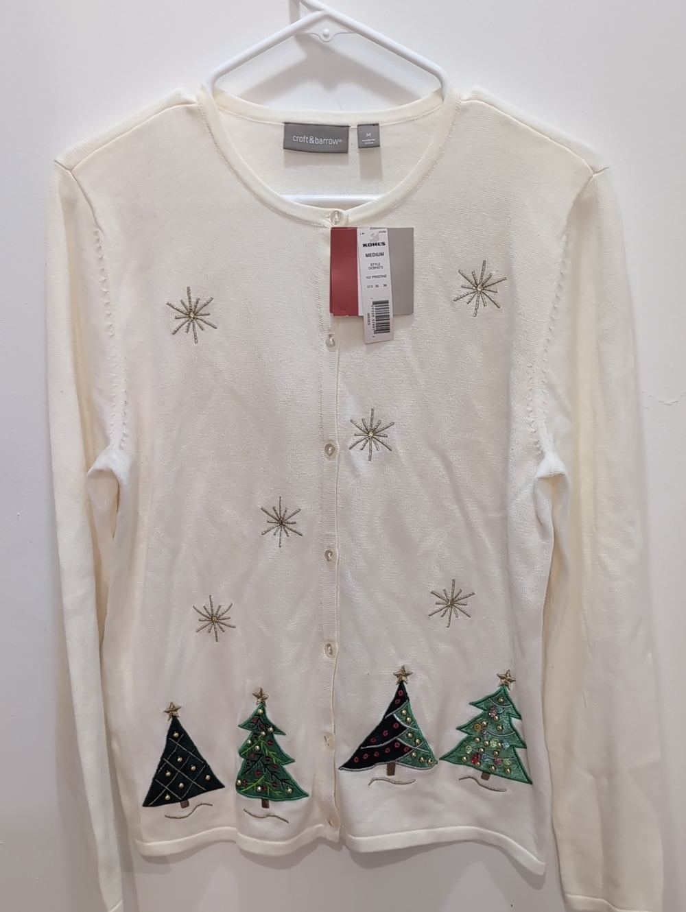 Vintage 1990's Croft & barrow Holiday Jacket  with Christmas Trees M/L